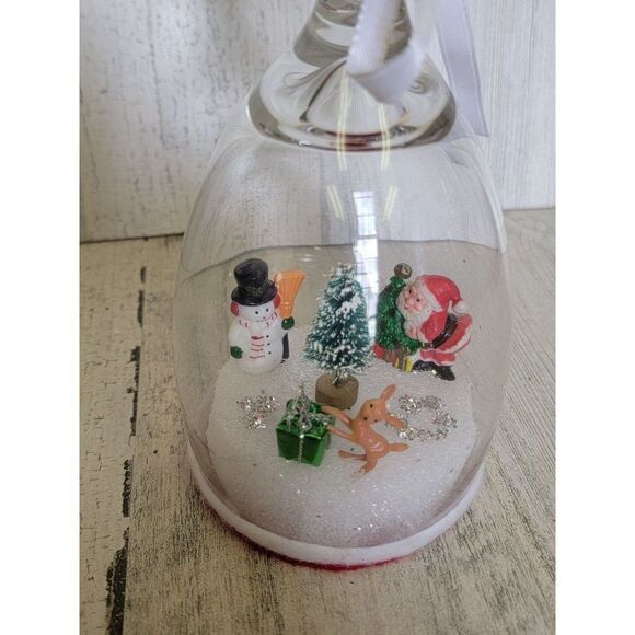 Wine glass Winter Wonderland Santa scene Snowman figure xmas deer - Picture 4 of 10